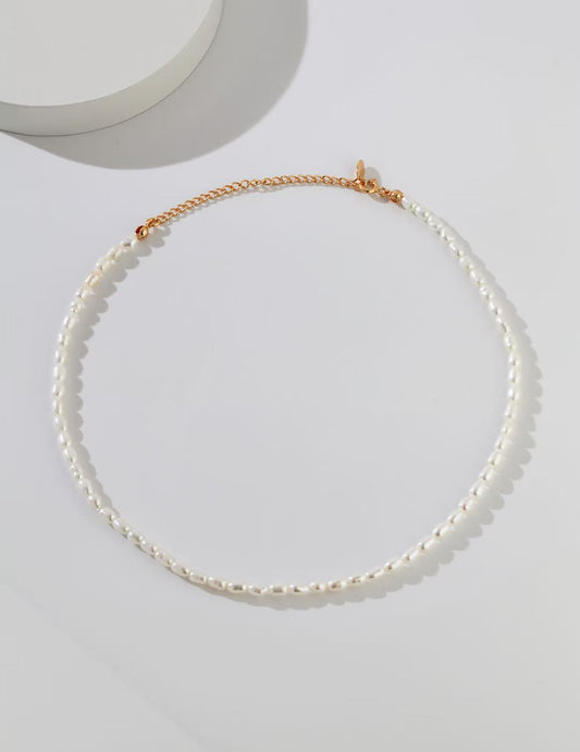 Minimalist Baroque Pearl Necklace